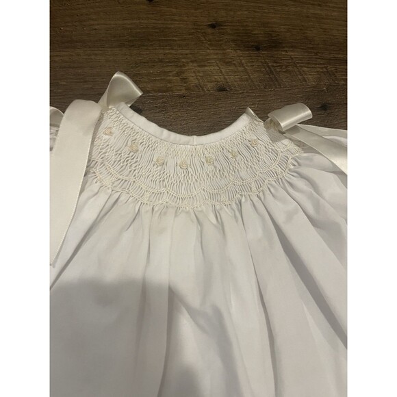 Bow Peep 9m White Smocked Bishop Dress Christening Baptism Heirloom Gown - Picture 12 of 12